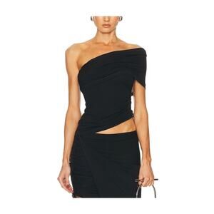 Helmut Lang Asymmetric Black One Shoulder Size XS Top